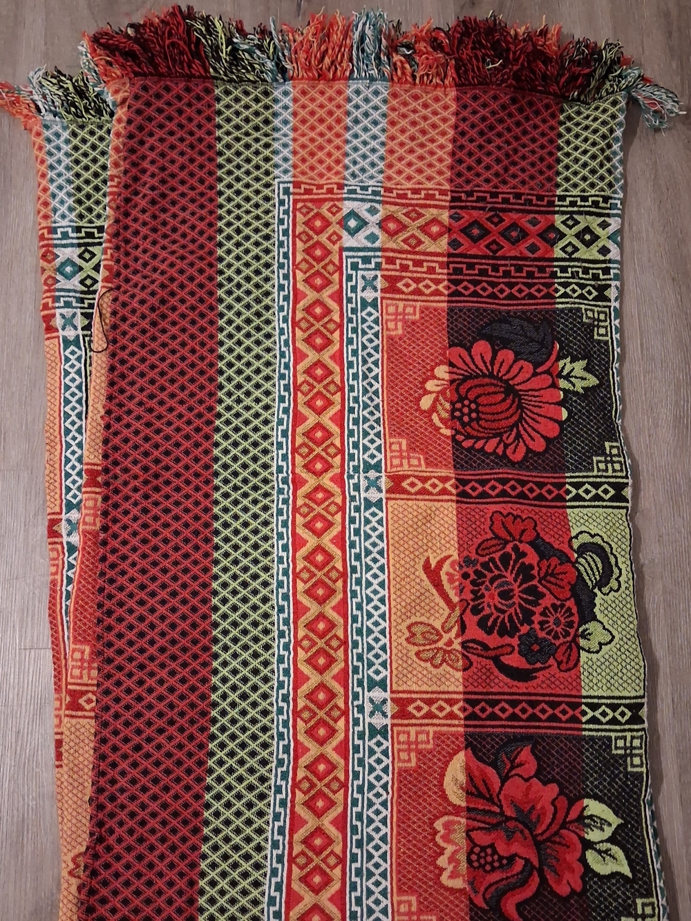 Red & Orange Floral Woven Throw Blanket - Classic Home Bedding